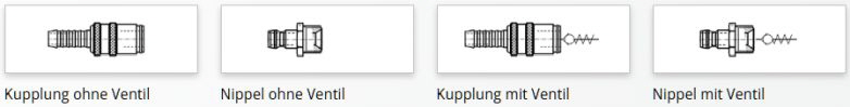 CB-Technik Kupplung  Nippel mit und ohne Ventil