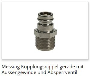 CB-Technik Messing Kupplungs-Nippel Form H mit Ventil