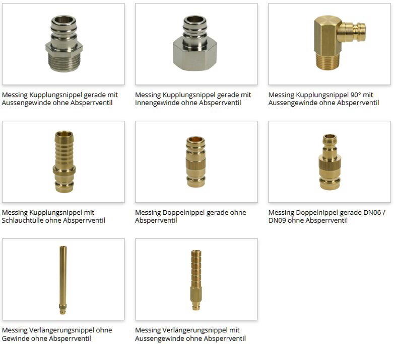 CB-Technik Messing Kupplungs-Nippel Form H ohne Ventil